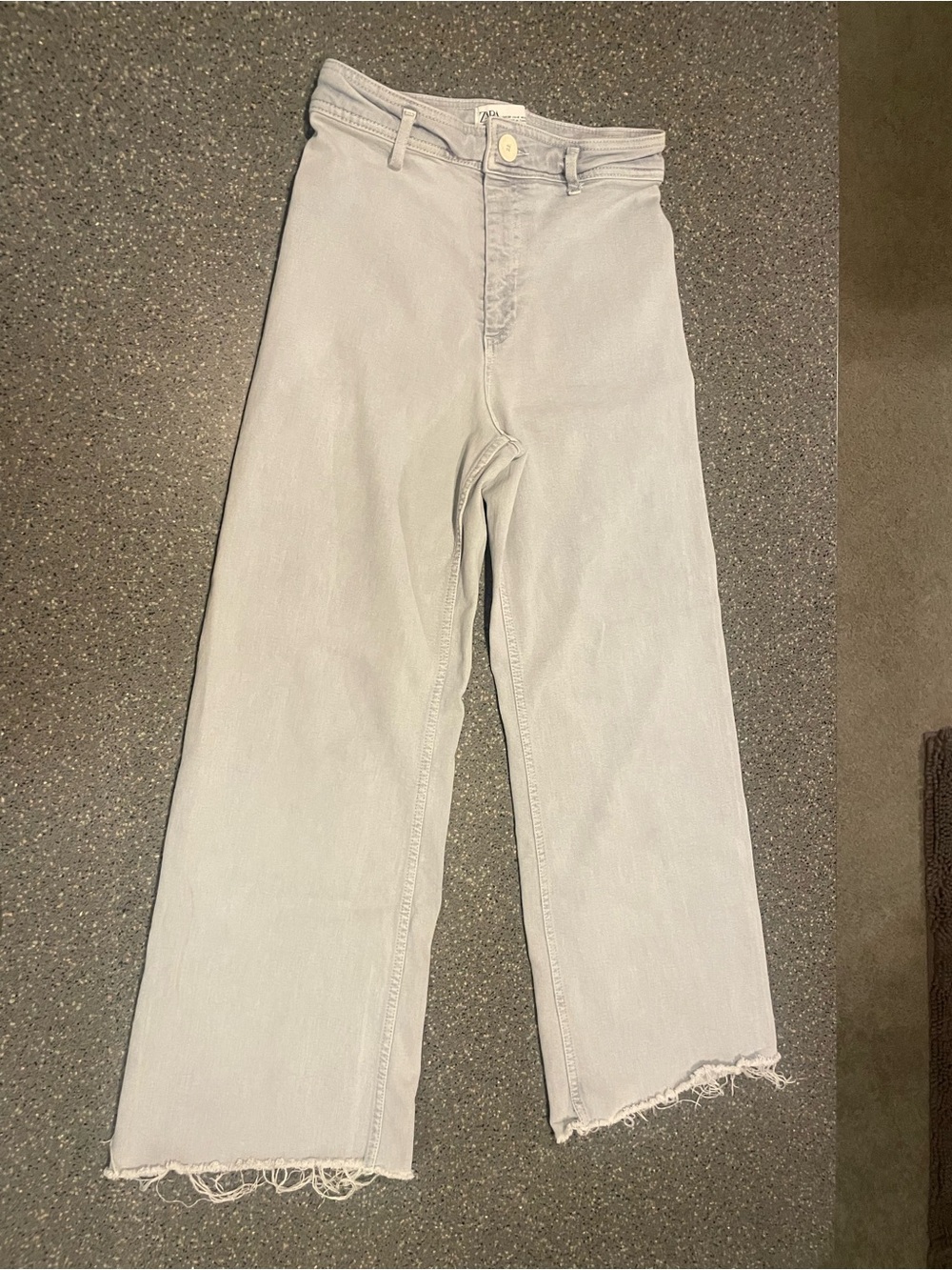 Zara Light Gray Wide-Leg High-Rise Jeans